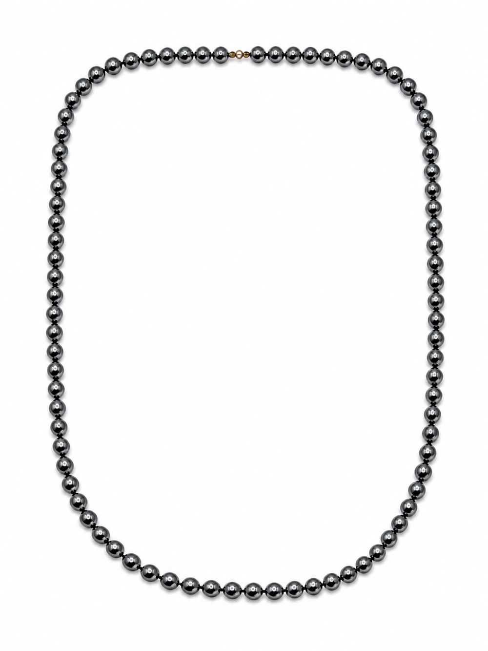 Polished Hematite Beaded Necklace - Sleek Gunmetal Finish